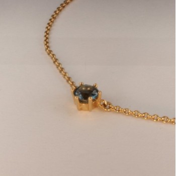 Collier Pendentif Aigue-marine Bleu ~38.5cm